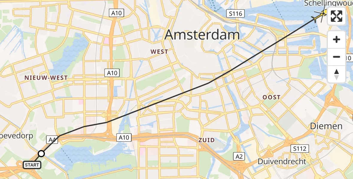 Routekaart van de vlucht: Politieheli naar Amsterdam, Anderlechtlaan