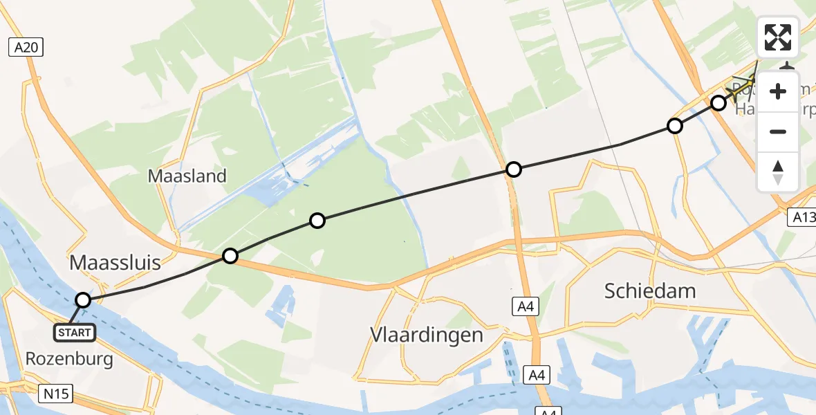 Routekaart van de vlucht: Lifeliner 2 naar Rotterdam The Hague Airport, Joubertstraat