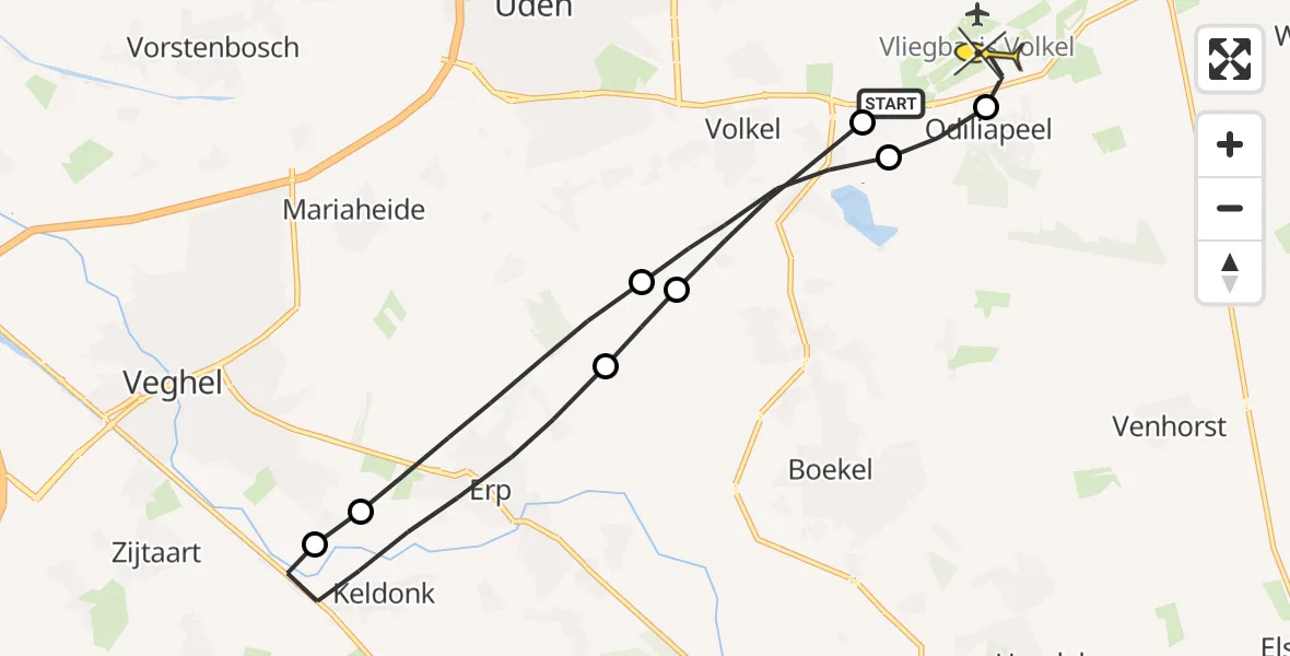 Routekaart van de vlucht: Lifeliner 3 naar Vliegbasis Volkel, Zandstraat