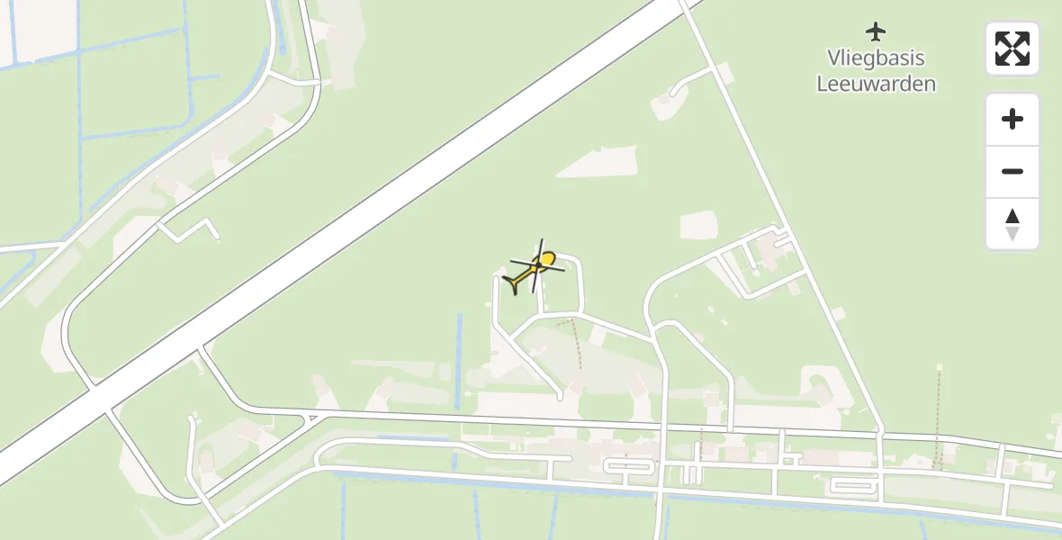 Vluchtroute Ambulancehelikopter van Vliegbasis Leeuwarden naar Vliegbasis Leeuwarden