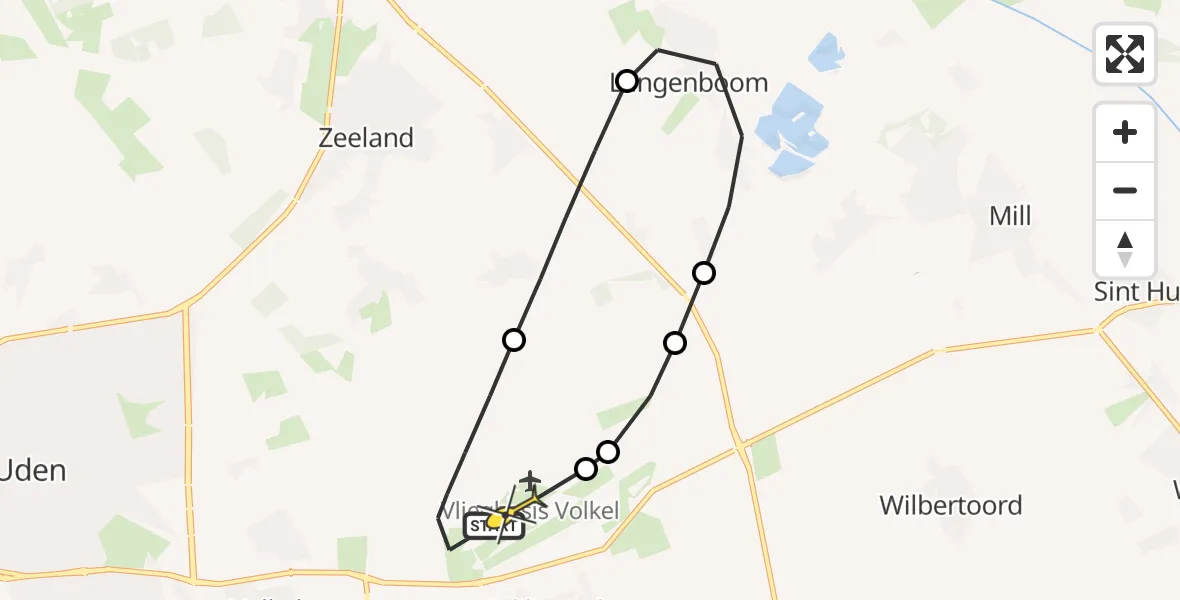 Routekaart van de vlucht: Lifeliner 3 naar Vliegbasis Volkel, Zeelandsedijk