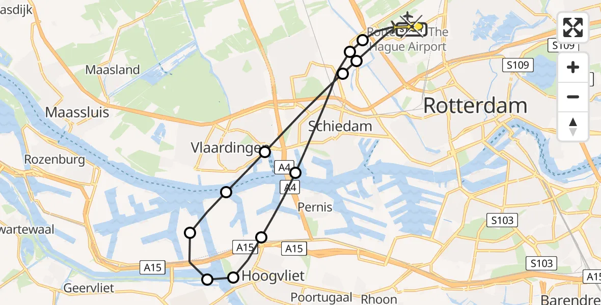 Routekaart van de vlucht: Lifeliner 2 naar Rotterdam The Hague Airport, Vliegveldweg