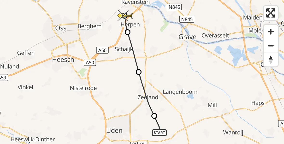 Routekaart van de vlucht: Lifeliner 3 naar Huisseling, Houtvennen