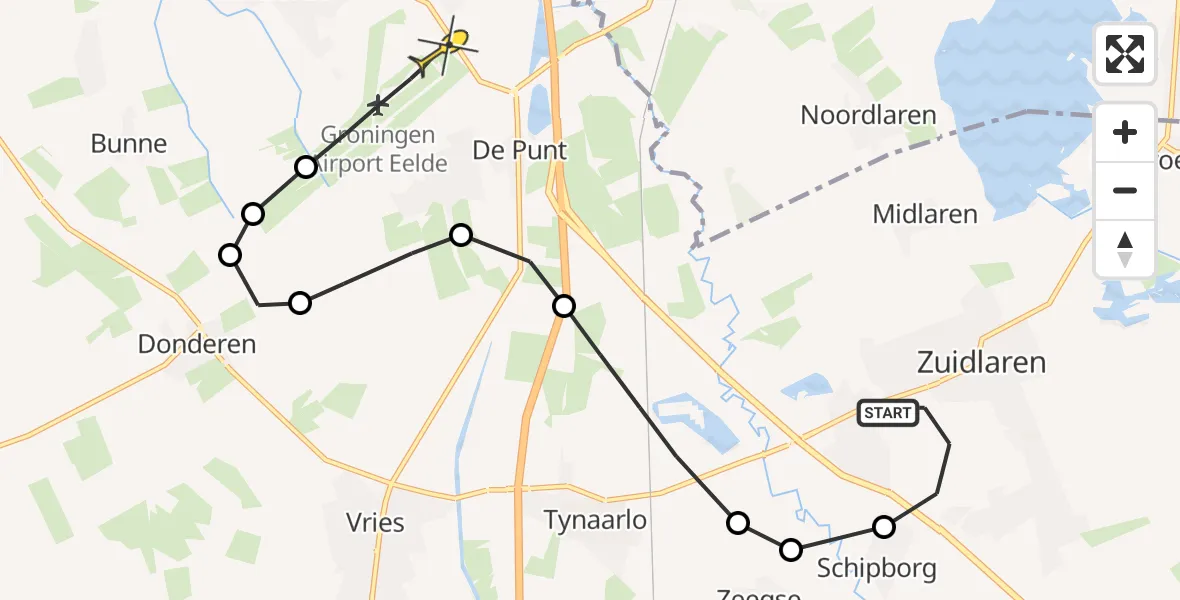 Routekaart van de vlucht: Lifeliner 4 naar Groningen Airport Eelde, Randweg