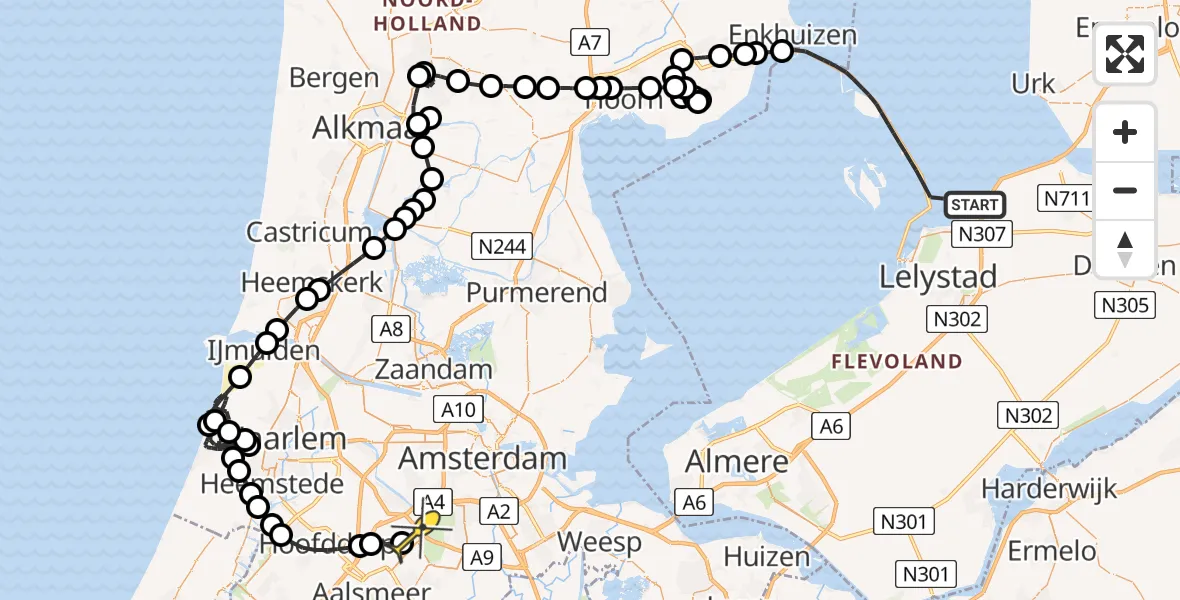 Routekaart van de vlucht: Politieheli naar Schiphol, Thermiekstraat