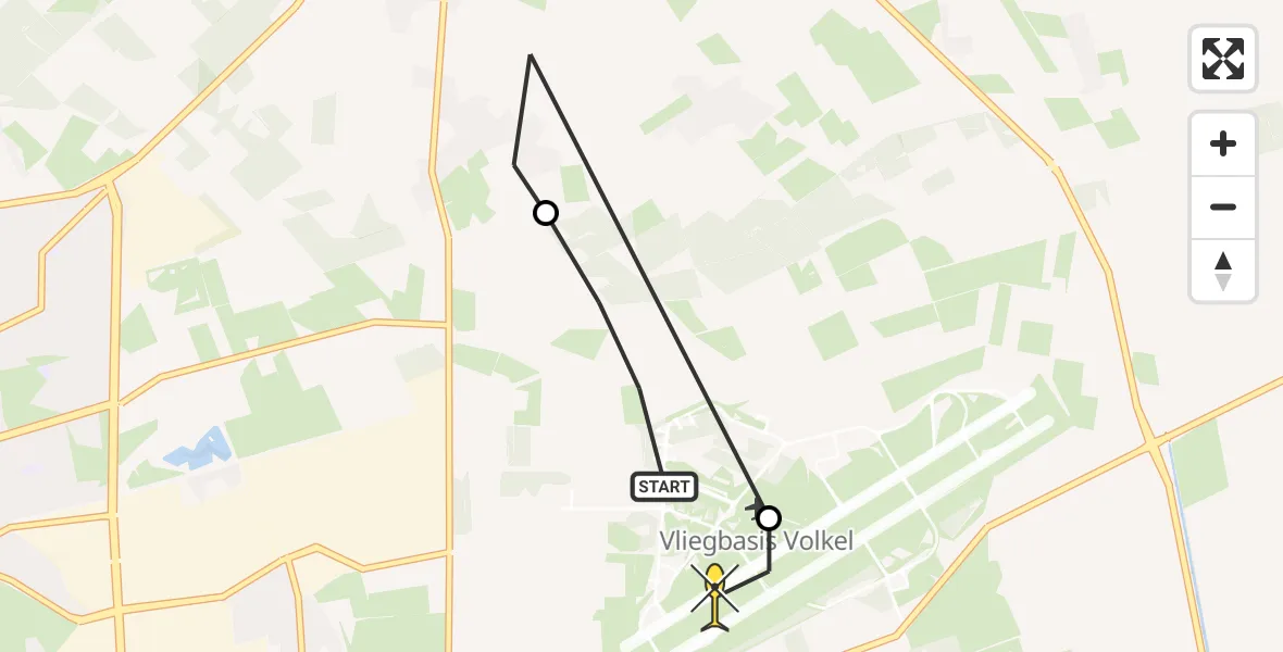 Routekaart van de vlucht: Traumaheli naar Vliegbasis Volkel, Millsebaan