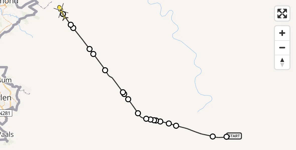 Routekaart van de vlucht: Traumahelikopter naar 