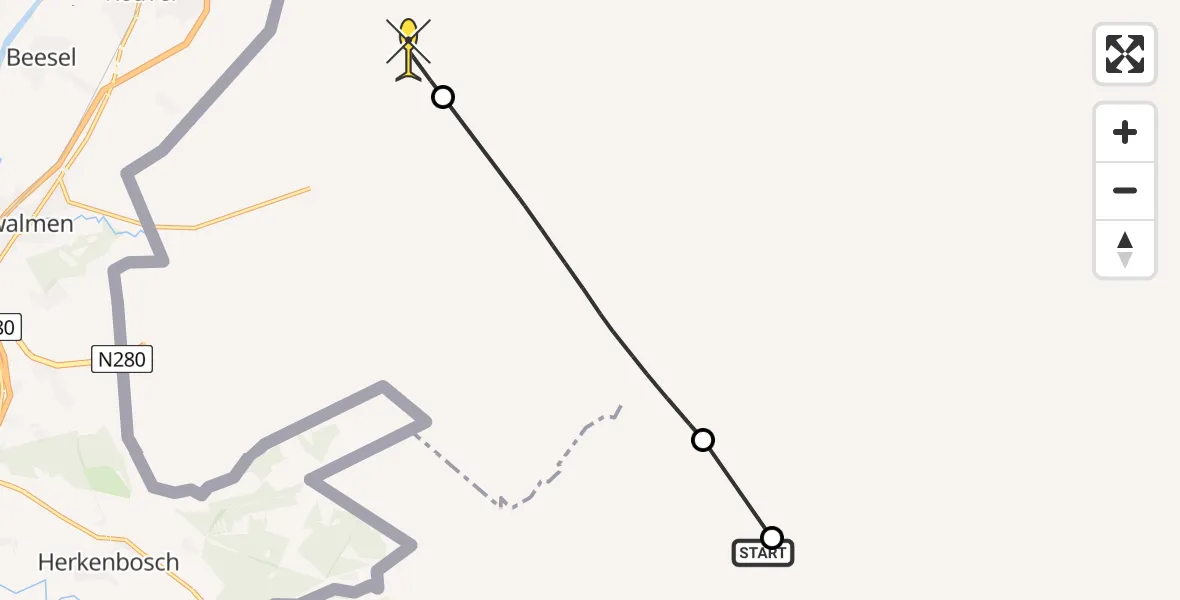 Routekaart van de vlucht: Traumahelikopter naar Brüggen