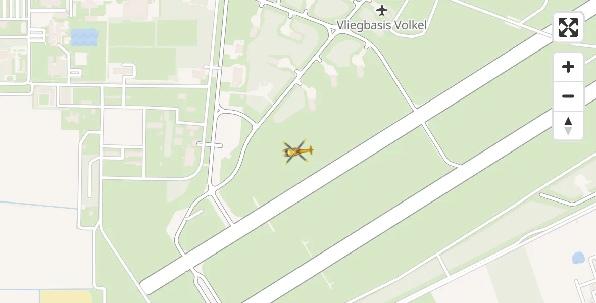 Vluchtroute Traumahelikopter van Vliegbasis Volkel naar Vliegbasis Volkel