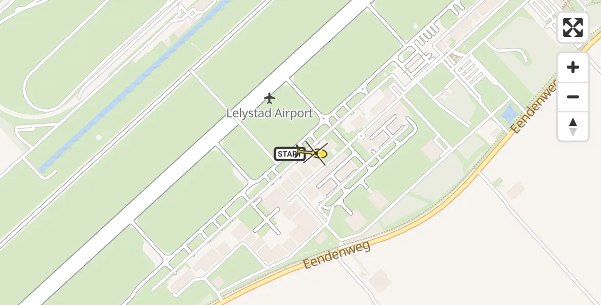 Routekaart van de vlucht: Traumahelikopter naar Lelystad Airport, Emoeweg