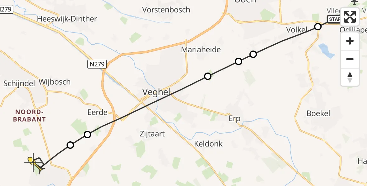 Routekaart van de vlucht: Lifeliner 3 naar Sint-Oedenrode, Antoniusstraat