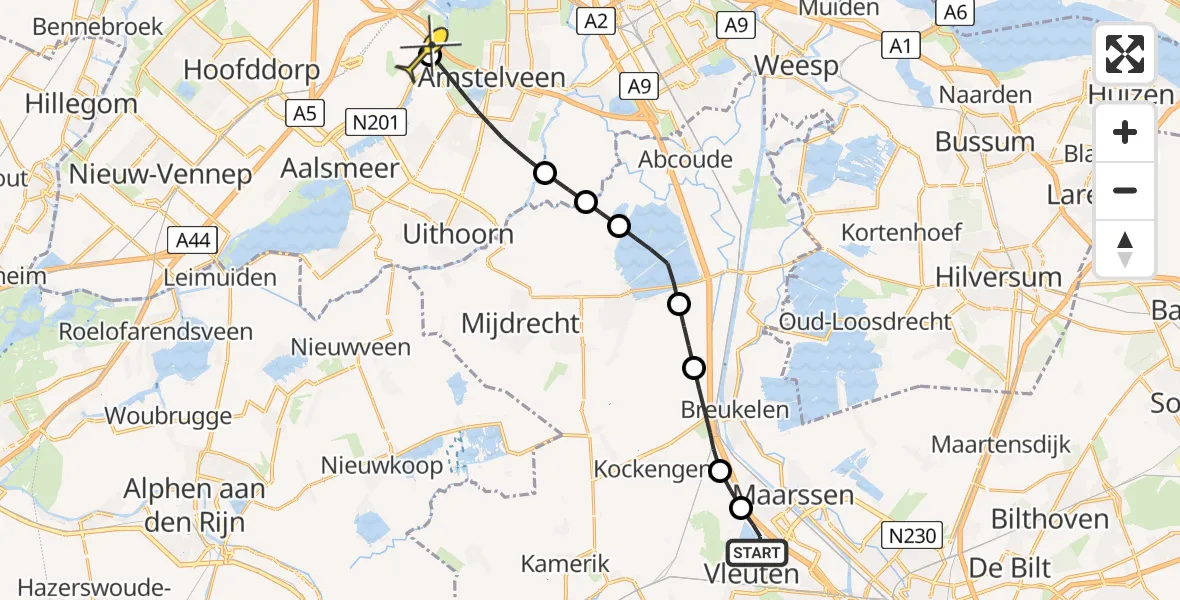 Routekaart van de vlucht: Politieheli naar Schiphol, Thermiekstraat