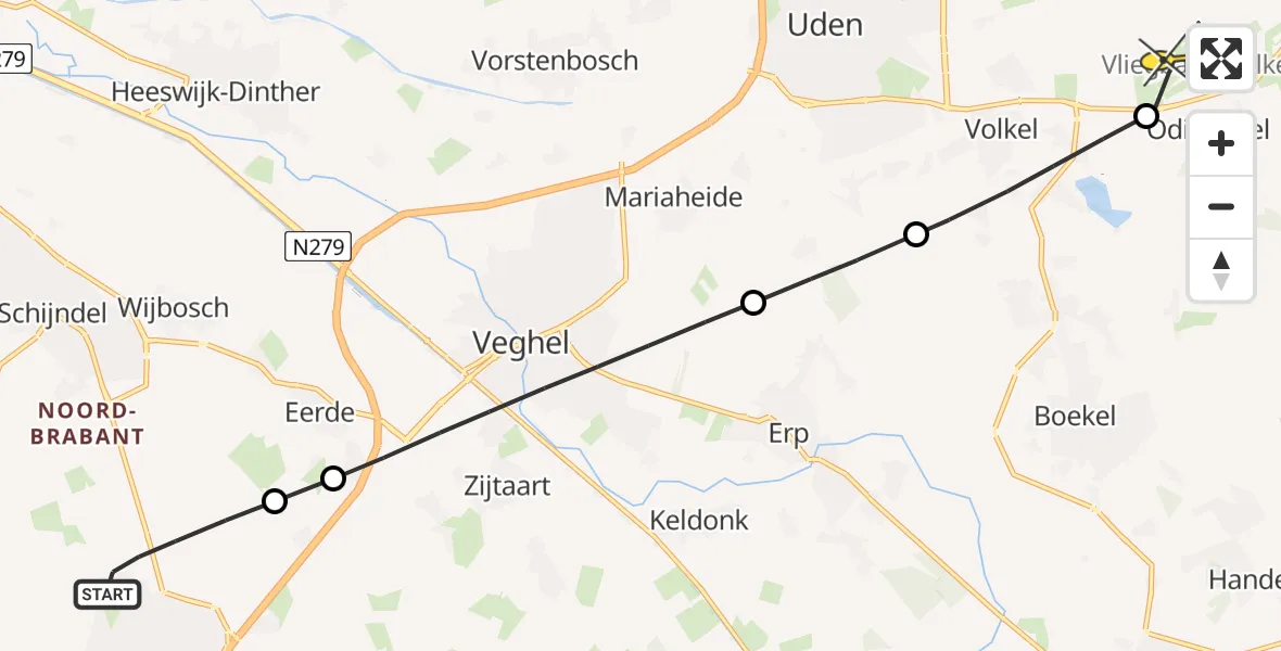 Routekaart van de vlucht: Lifeliner 3 naar Vliegbasis Volkel, Sterrebos