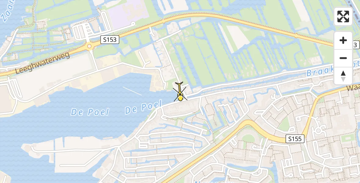 Routekaart van de vlucht: Politiehelikopter naar Zaandam