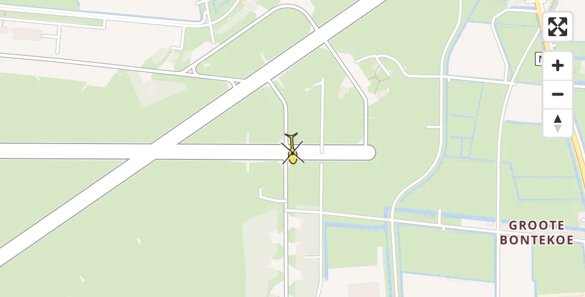 Vluchtroute Ambulancehelikopter van Vliegbasis Leeuwarden naar Vliegbasis Leeuwarden