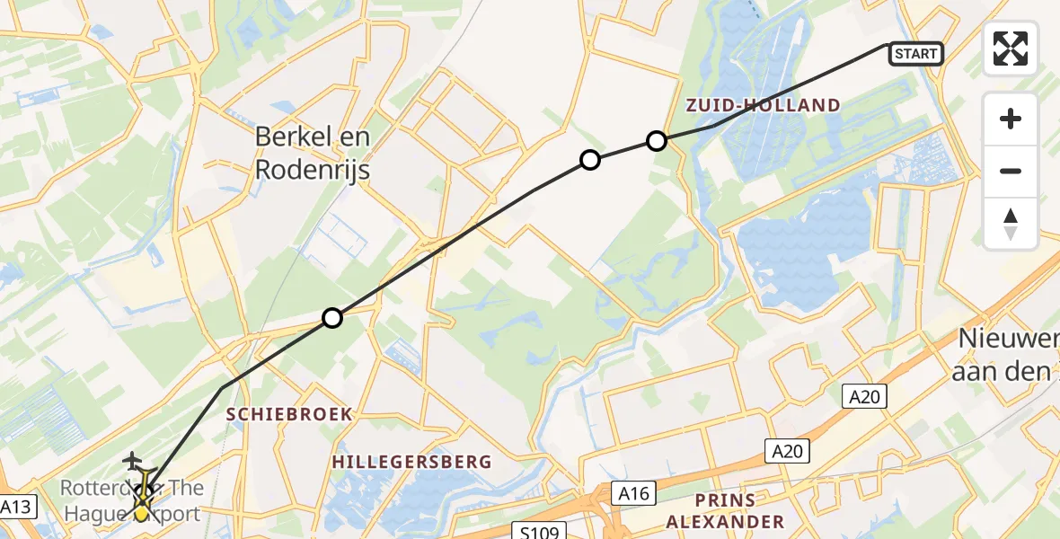 Routekaart van de vlucht: Lifeliner 2 naar Rotterdam The Hague Airport, Eendragtspolder