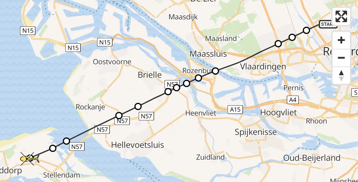 Routekaart van de vlucht: Lifeliner 2 naar Goedereede, Arlandabaan Platformzijde