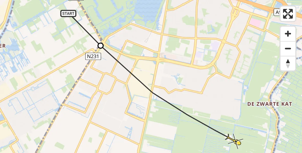 Routekaart van de vlucht: Politieheli naar Amstelveen, Legmeerdijk