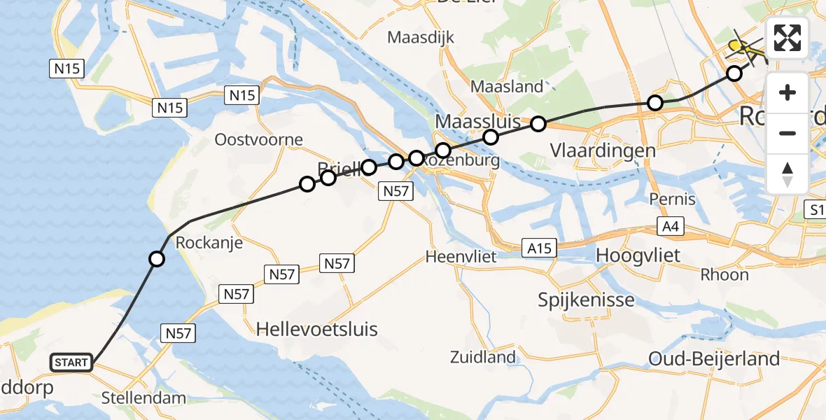 Routekaart van de vlucht: Lifeliner 2 naar Rotterdam The Hague Airport, Vissersweg