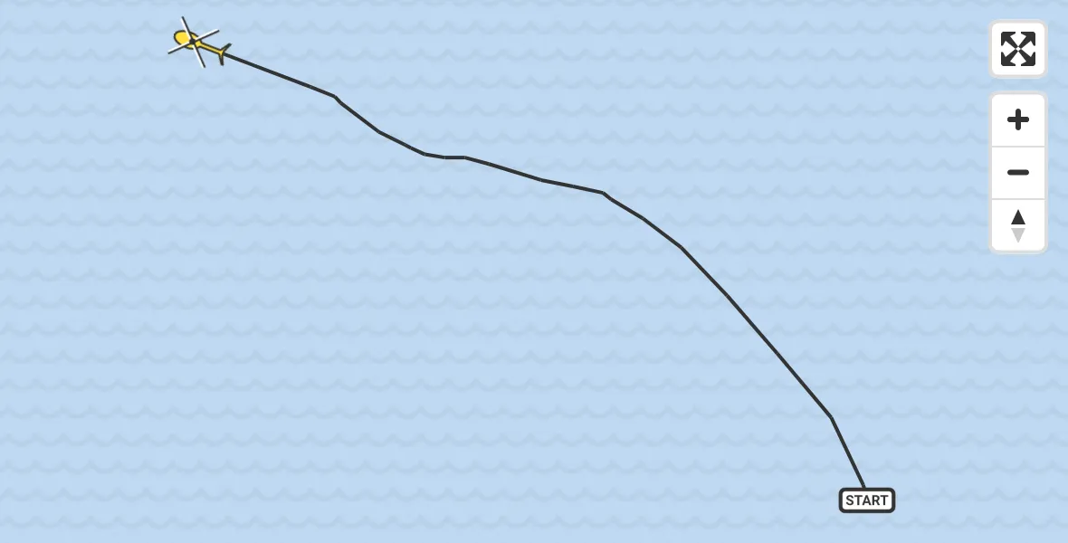 Routekaart van de vlucht: Kustwachthelikopter naar Vlissingen
