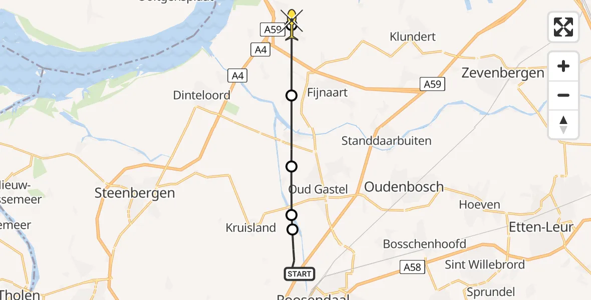 Routekaart van de vlucht: Lifeliner 2 naar Oudemolen, Westelijke Havendijk