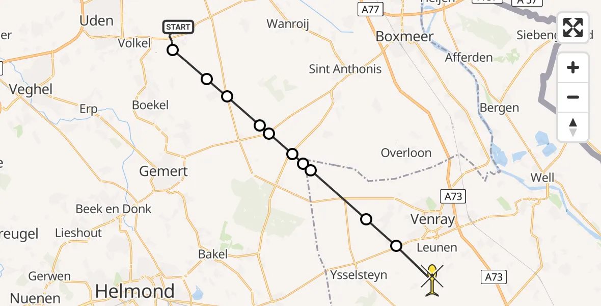 Routekaart van de vlucht: Lifeliner 3 naar Veulen, Oudedijk