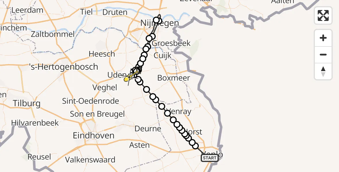 Routekaart van de vlucht: Lifeliner 3 naar Vliegbasis Volkel, Alexander van Parmastraat