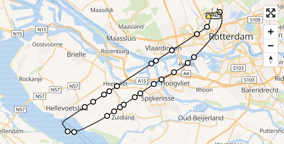 Routekaart van de vlucht: Lifeliner 2 naar Rotterdam The Hague Airport, Achterdijk