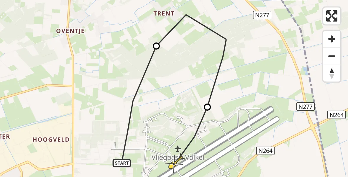 Routekaart van de vlucht: Lifeliner 3 naar Vliegbasis Volkel, Houtvennen