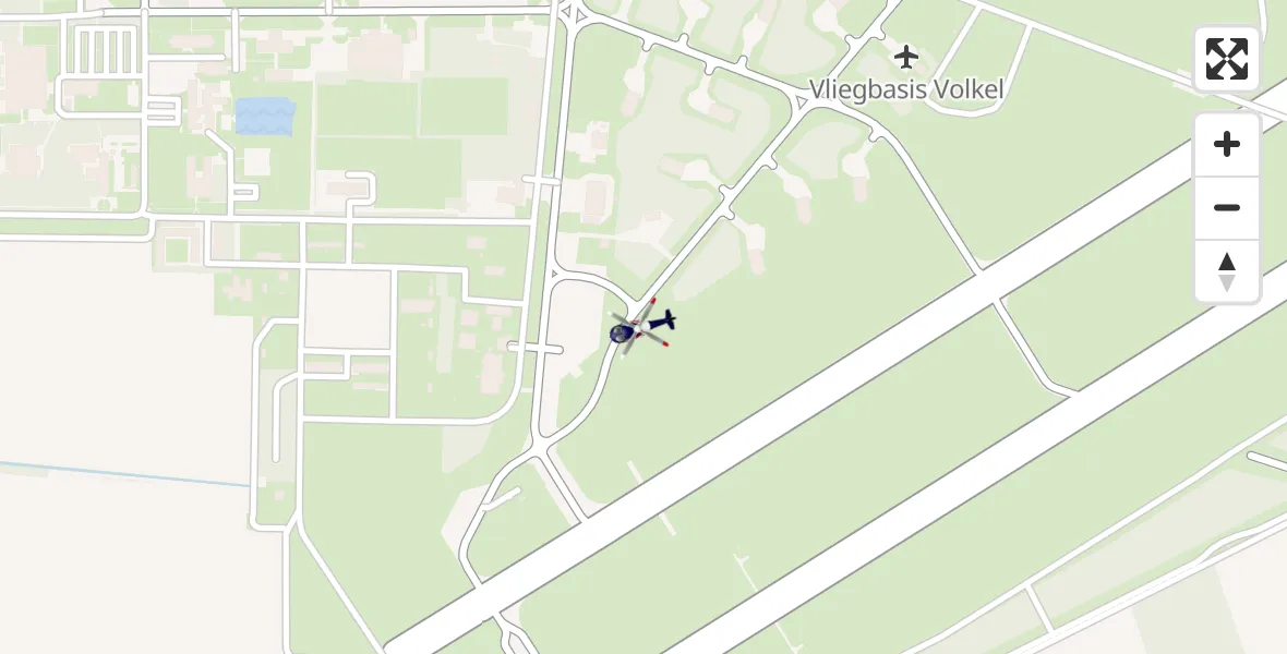Vluchtroute Politiehelikopter van Vliegbasis Volkel naar Vliegbasis Volkel