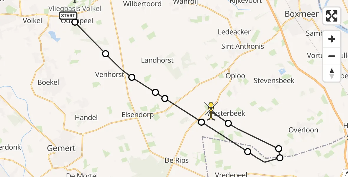 Routekaart van de vlucht: Lifeliner 3 naar Westerbeek, Wolfstraat