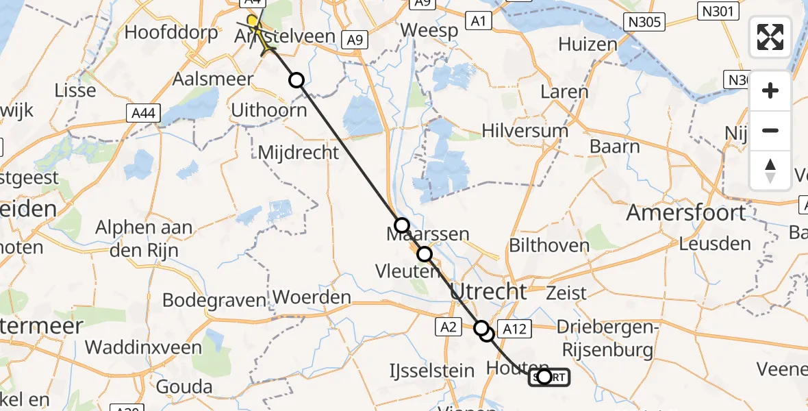 Routekaart van de vlucht: Politiehelikopter naar Amstelveen, Vlondertuin