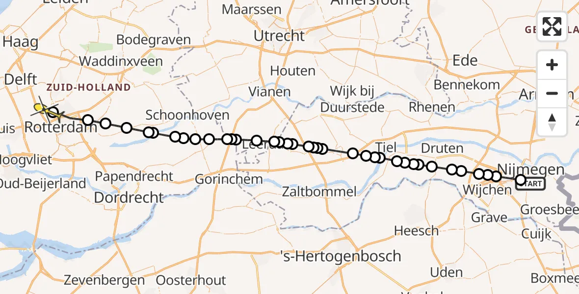 Routekaart van de vlucht: Lifeliner 2 naar Rotterdam The Hague Airport, Dingostraat