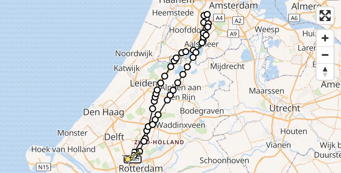 Routekaart van de vlucht: Lifeliner 2 naar Rotterdam The Hague Airport, Doenkadepad