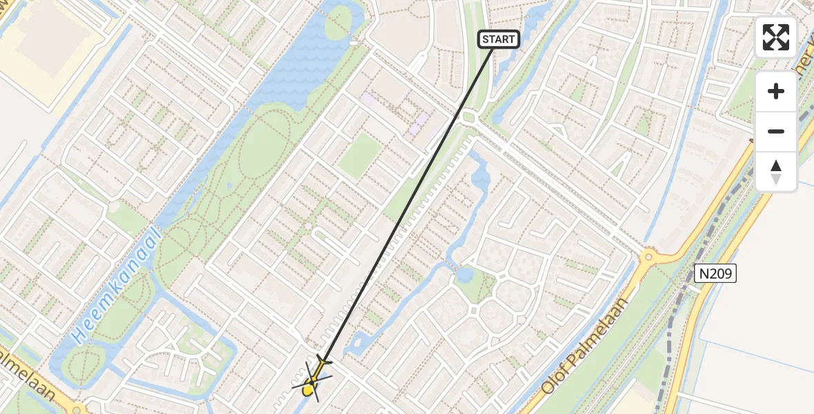 Routekaart van de vlucht: Traumahelikopter naar Zoetermeer, Elba