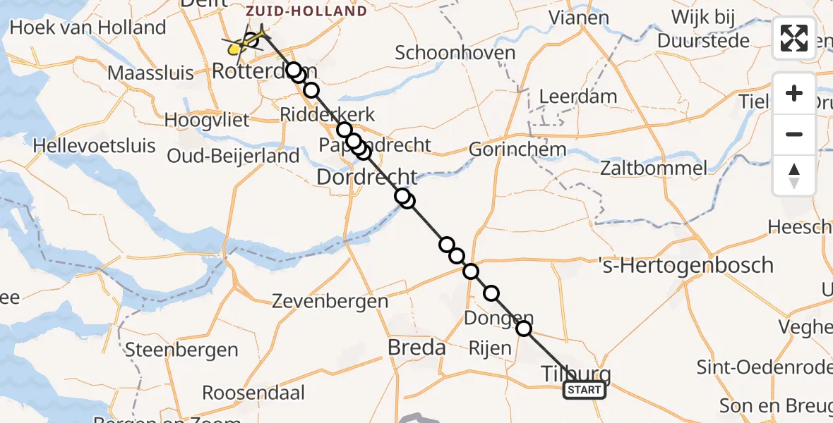 Routekaart van de vlucht: Lifeliner 2 naar Rotterdam The Hague Airport, Broekhovenseweg