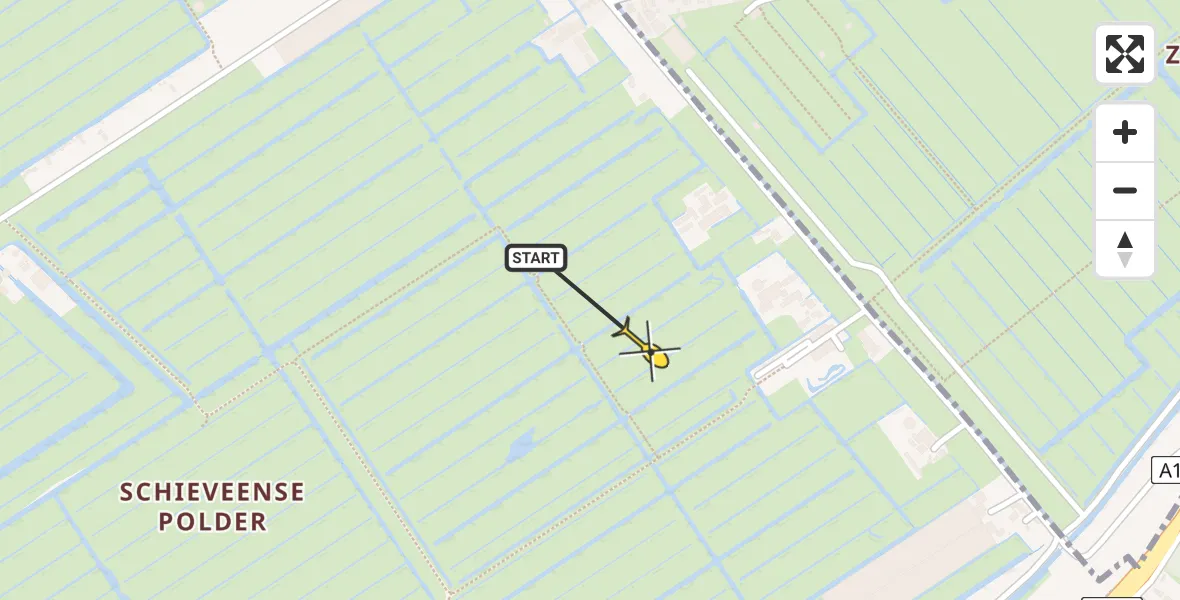 Routekaart van de vlucht: Traumahelikopter naar Rotterdam The Hague Airport, Oude Bovendijk