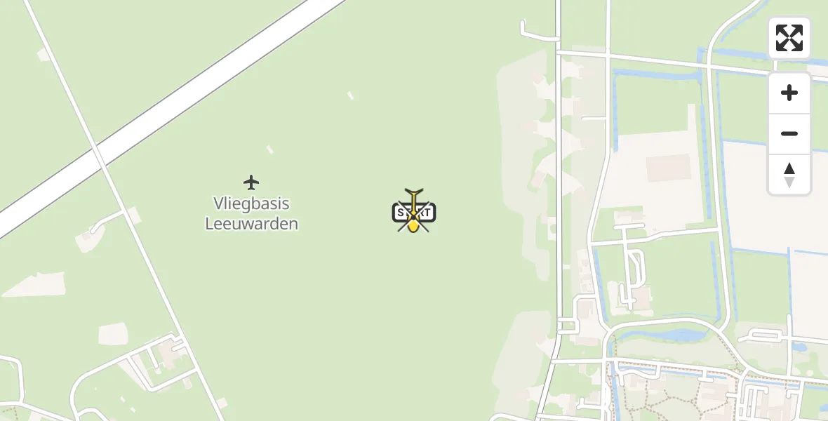 Vluchtroute Ambulancehelikopter van Vliegbasis Leeuwarden naar Vliegbasis Leeuwarden