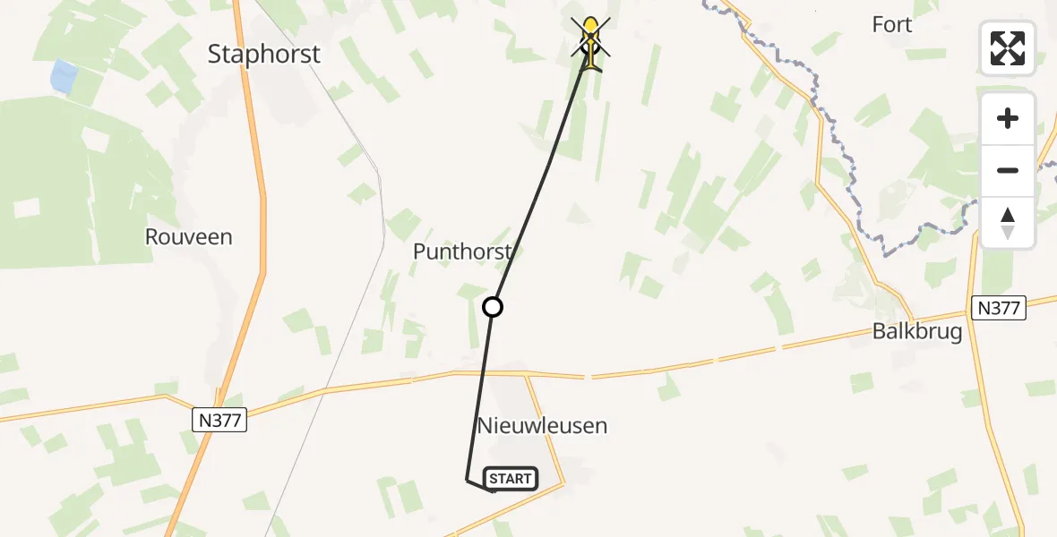 Routekaart van de vlucht: Lifeliner 4 naar IJhorst, Buldersweg