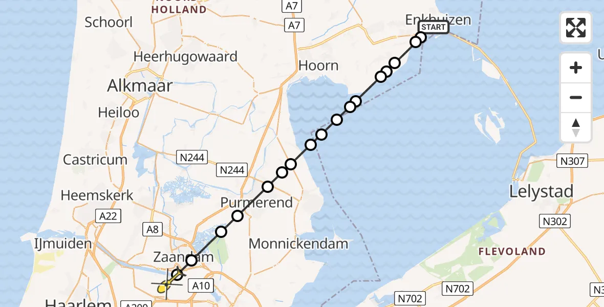 Routekaart van de vlucht: Lifeliner 1 naar Amsterdam Heliport, Stânfriesweg