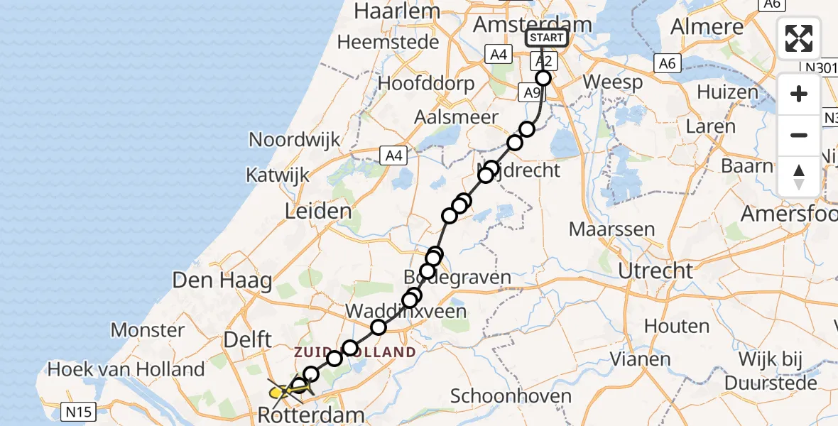 Routekaart van de vlucht: Lifeliner 2 naar Rotterdam The Hague Airport, Borssenburgstraat