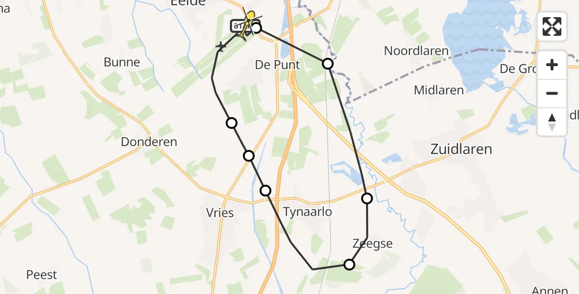 Routekaart van de vlucht: Lifeliner 4 naar Groningen Airport Eelde, Veldkampweg