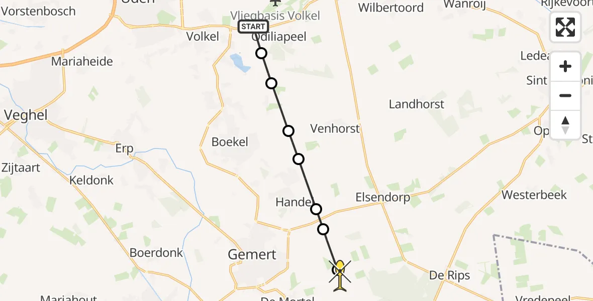 Routekaart van de vlucht: Lifeliner 3 naar De Mortel, Oosterheidestraat