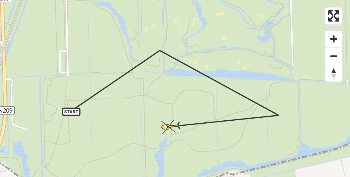 Routekaart van de vlucht: Politiehelikopter naar Benthuizen, Juffrouw Jannenvaartpad