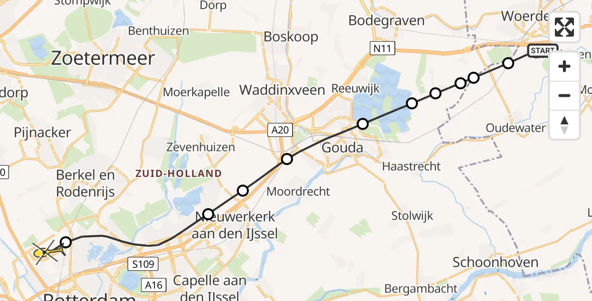 Routekaart van de vlucht: Lifeliner 2 naar Rotterdam The Hague Airport, Diemerbroek