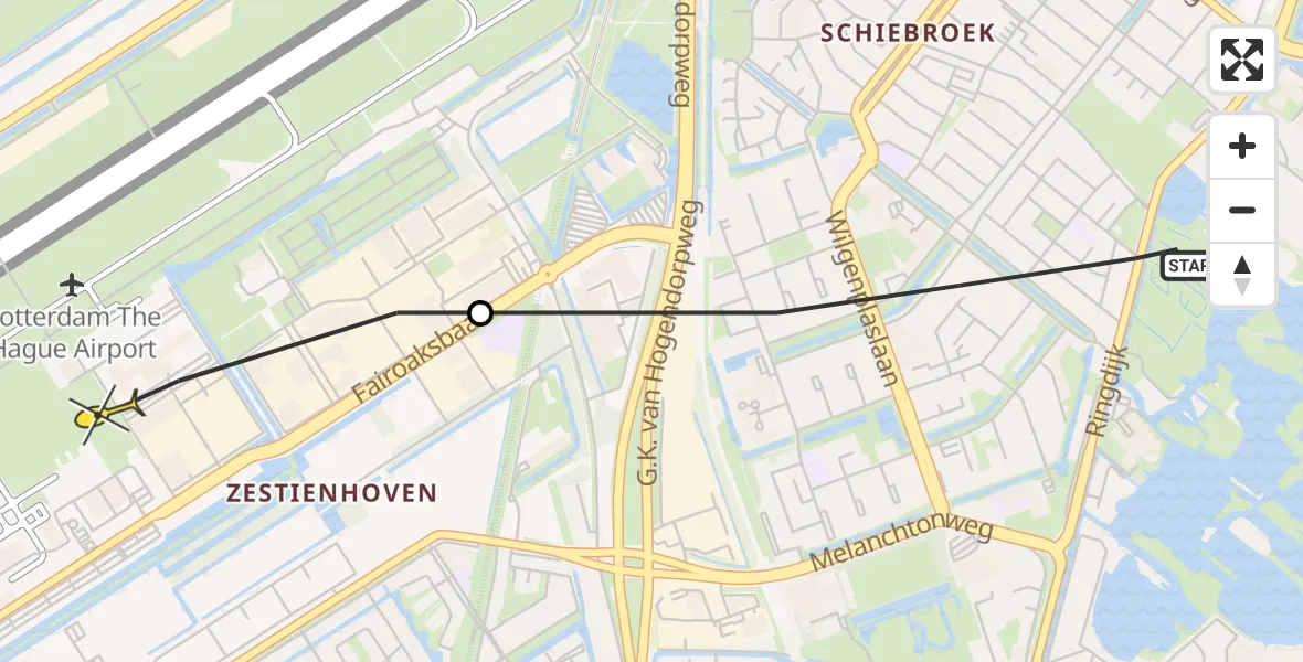 Routekaart van de vlucht: Lifeliner 2 naar Rotterdam The Hague Airport, Naberstraat