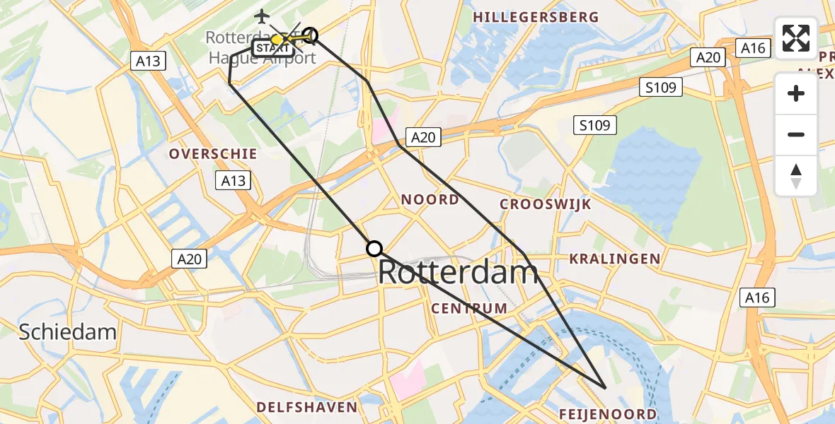 Routekaart van de vlucht: Lifeliner 2 naar Rotterdam The Hague Airport, Statenweg