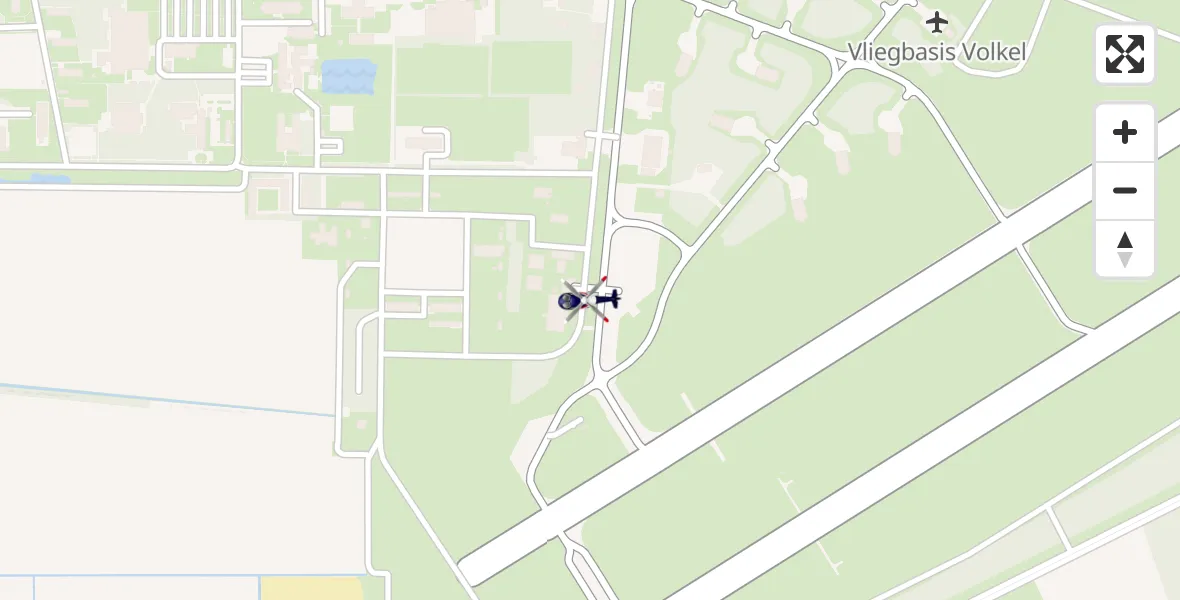 Routekaart van de vlucht: Politiehelikopter naar Vliegbasis Volkel