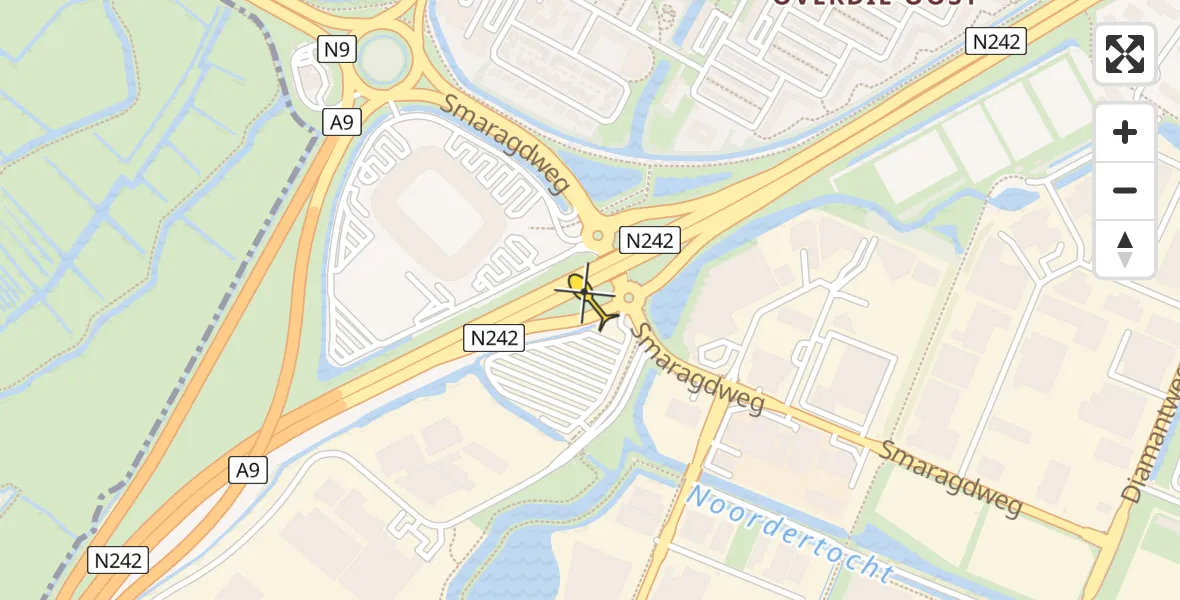 Routekaart van de vlucht: Ambulancehelikopter naar Alkmaar