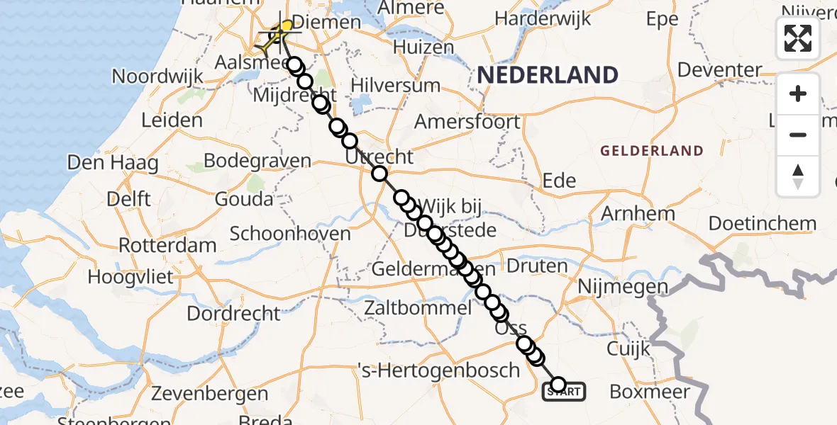 Routekaart van de vlucht: Politieheli naar Schiphol, Jagersveld